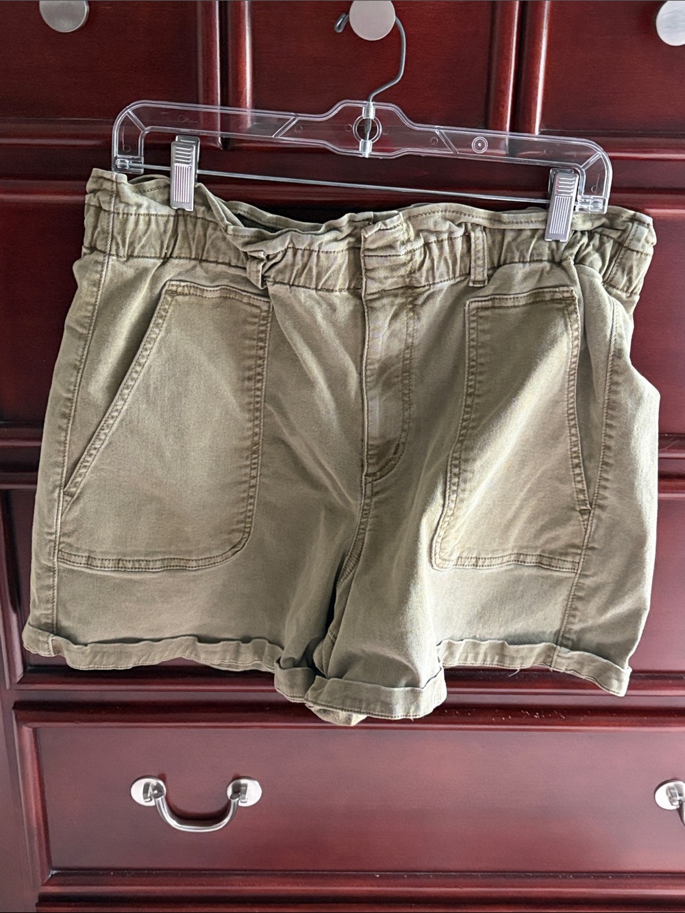 LOFT Olive Green Paperbag Waist Shorts